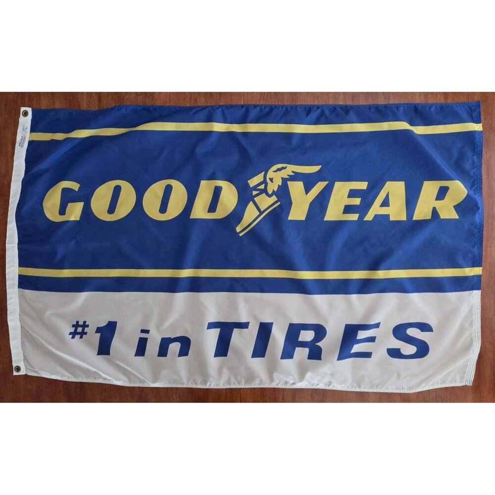 58x34 Goodyear #1 In Tires Logo F1 Nascar Racing Flag Banner Nyl-Glo Annin USA